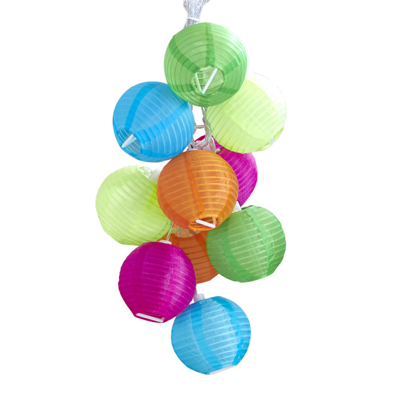 Ebern Designs Tarawa 35 ft. Outdoor LED Solar Powered 10 Bulb Paper